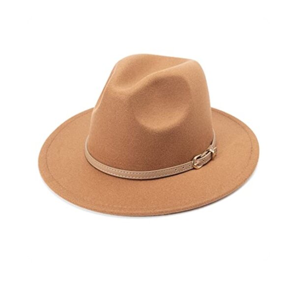 Khaki Wool Hat with Belt Buckle - Picture 1 of 5